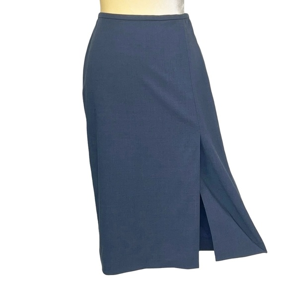 Vintage Brooks Brothers Lightweight Wool Skirt Navy Blue Size 4 Side Slit EUC - Picture 4 of 6